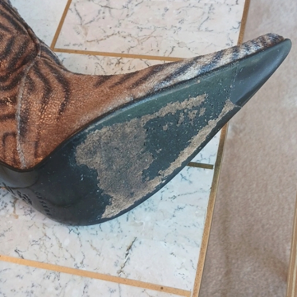 Vintage CASADEI BOOTS, Size 7 B stretch upper - Tiger Print...Rare Style - Picture 12 of 15
